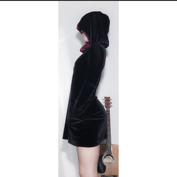 velvet hooded dress